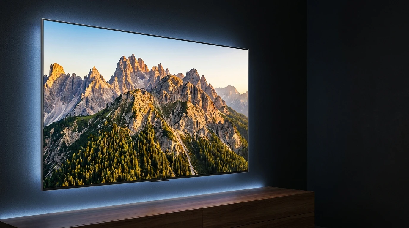 IPTV Premium Paris qualité 4K Ultra HD - Télévision murale affichant un paysage en résolution 4K UHD